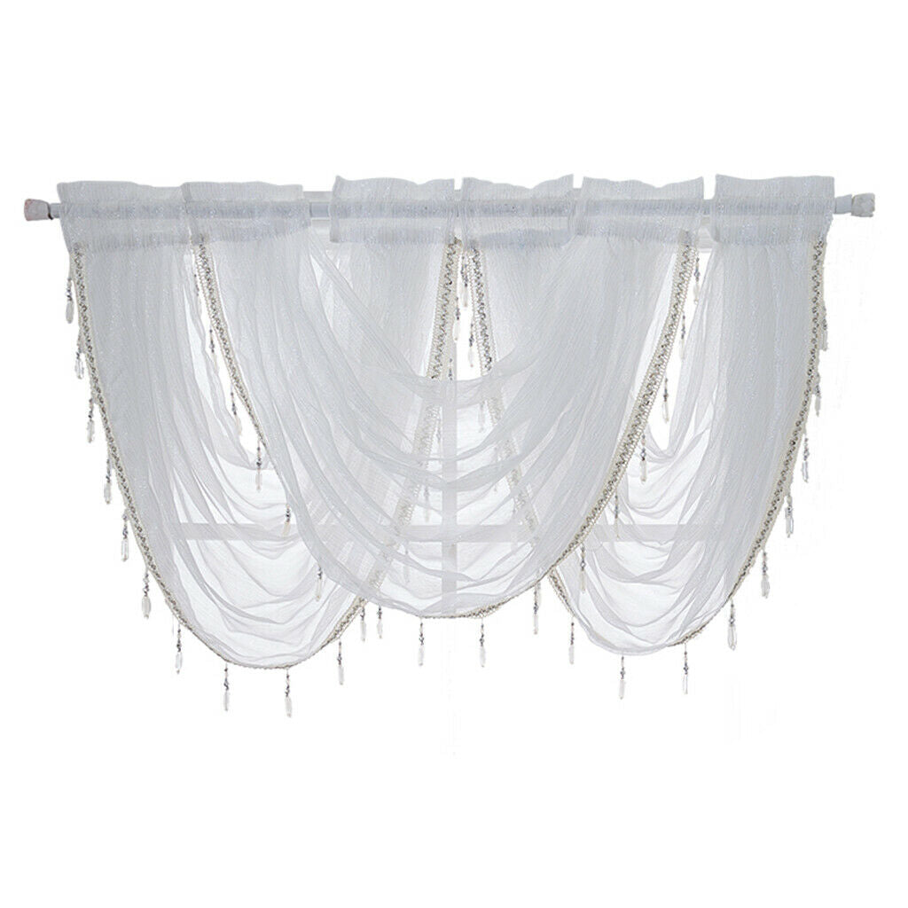 1 Panel Rod Pocket Glitter Window Valance Sheers for Home Privacy Decoration