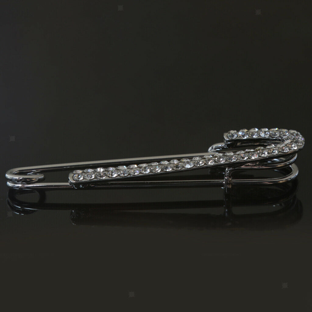 Womens Shawl Clip Shiny Full Crystal Sweater Brooch Clip Safety Pin Jewelry