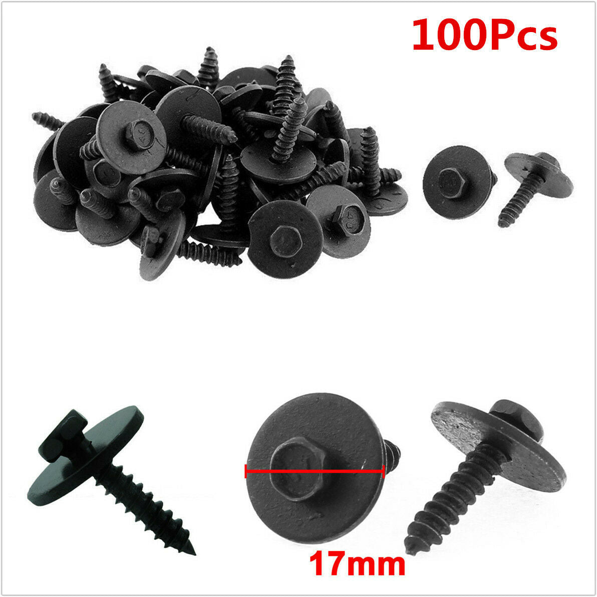 100Pcs/Lot Metal Car Screw Body Fender Bumper Retainer Clips 7mm Hex Fasteners
