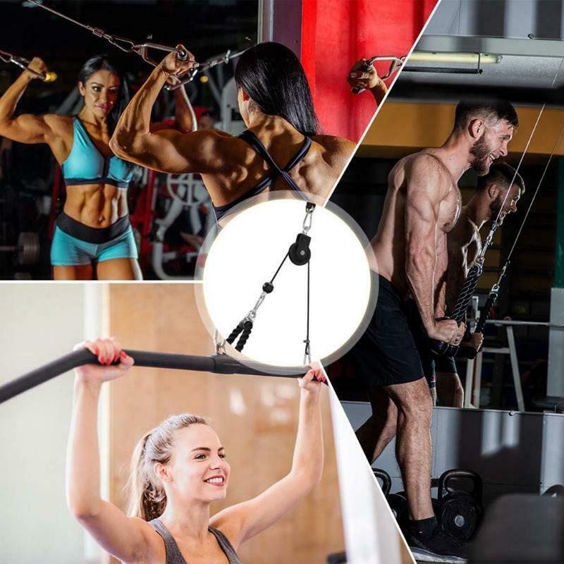 Portable Fitness Triceps Handle Bar Pulley System DIY Gym Cable Attachment Kit