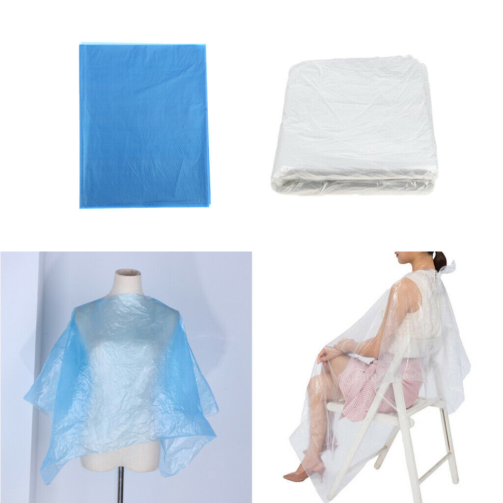 200-pack Waterproof Clear Disposable Hair Cutting Capes Salon Gown Bibs