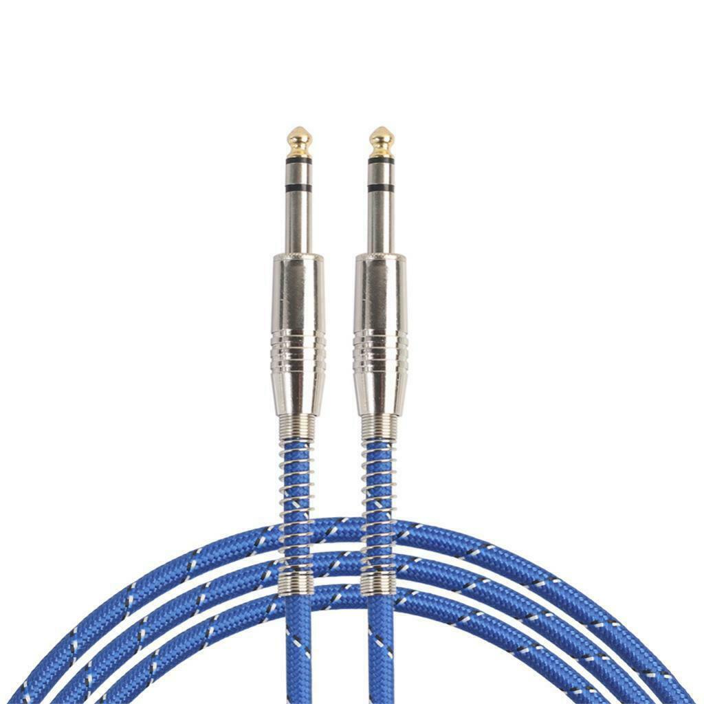 2X Bass Guitar 6.35mm Stereo Male to Male Audio Cable Nylon Braided Cord 1.8m