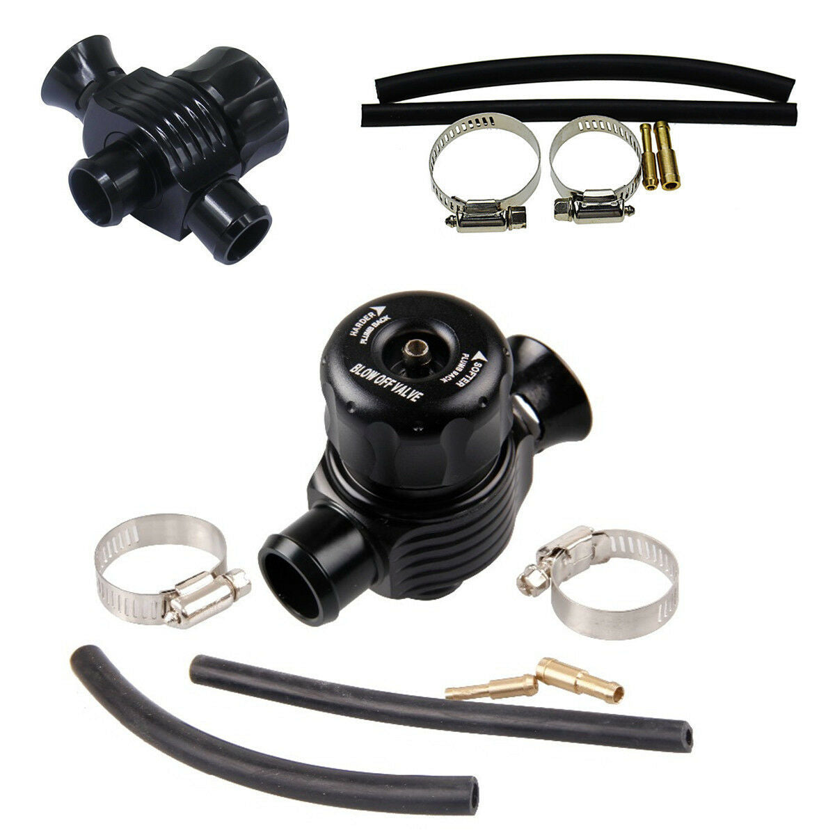 25mm Aluminum Dual Port Blow Off Turbo Bov Valve Diverter Valve Dump Valve Black