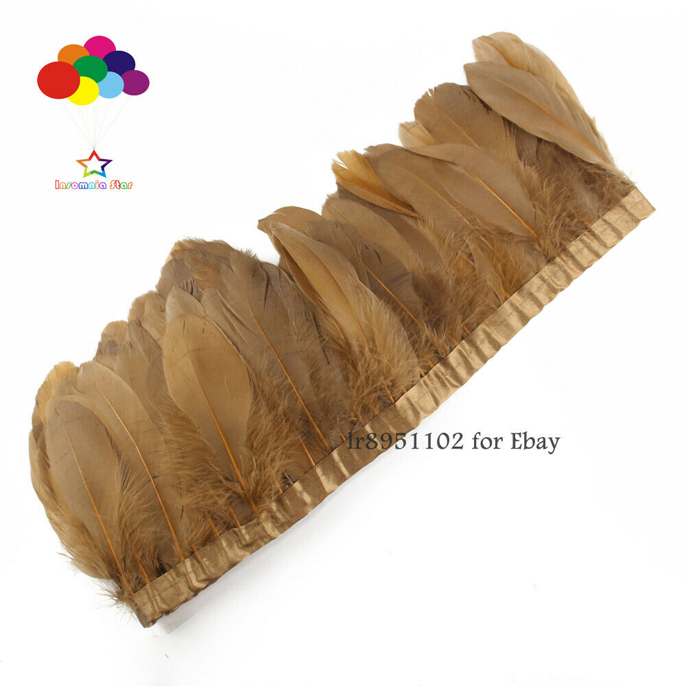 2 Meter Goose Feathers Trims Dyed Coffee Ribbons 15-20cm Duck Carnival Ornaments