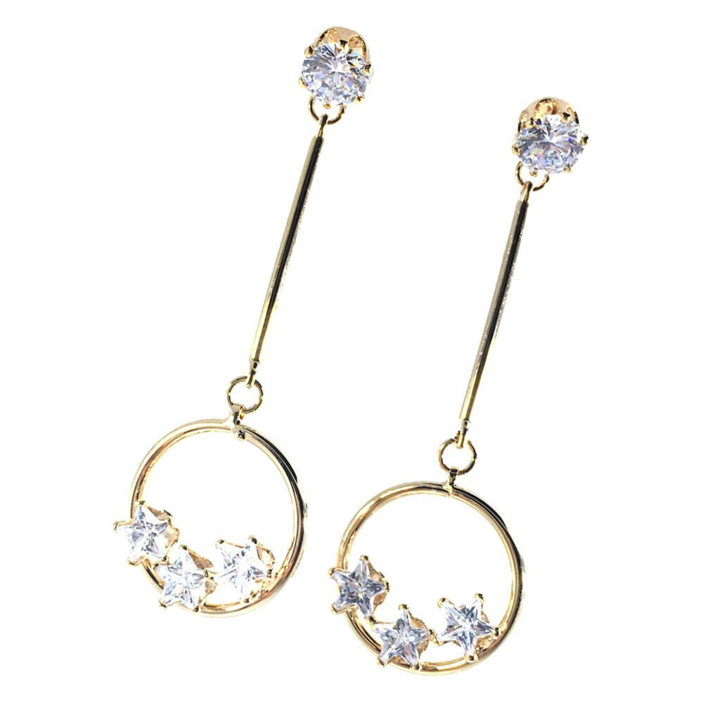 Fashion Zircon Round Five-pointed Star Earrings Crystal Pendant Earrings