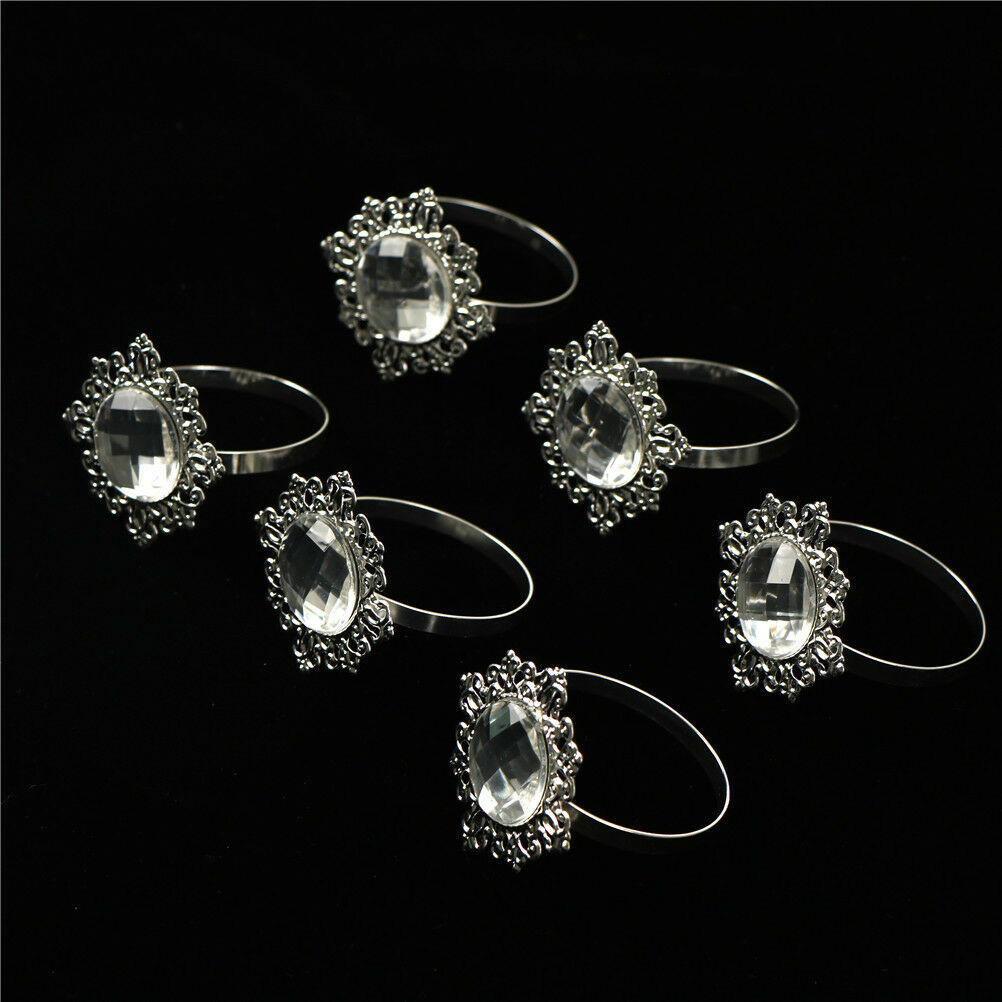6pcs Napkin Rings Napkin Holder Wedding Banquet Dinner Decor SilverDD