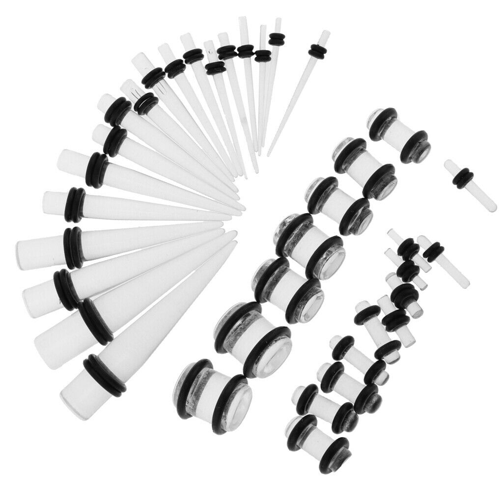 36pcs Ear Gauges Stretching Kit Acrylic Plug 14G-00G Expander Transparent