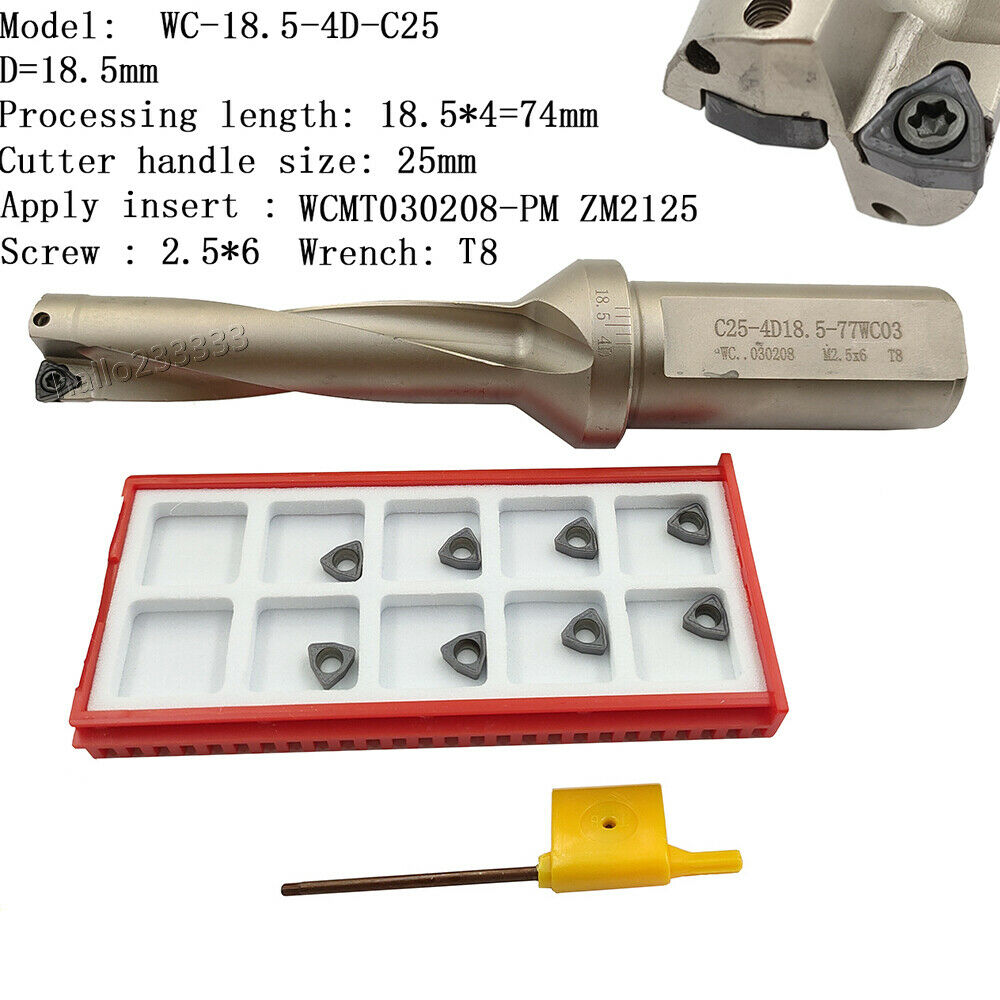 WPD-185-4D-C25 18.5mm U drill indexable drill + 5PCS WCMT030208-PM ZM2125 insert