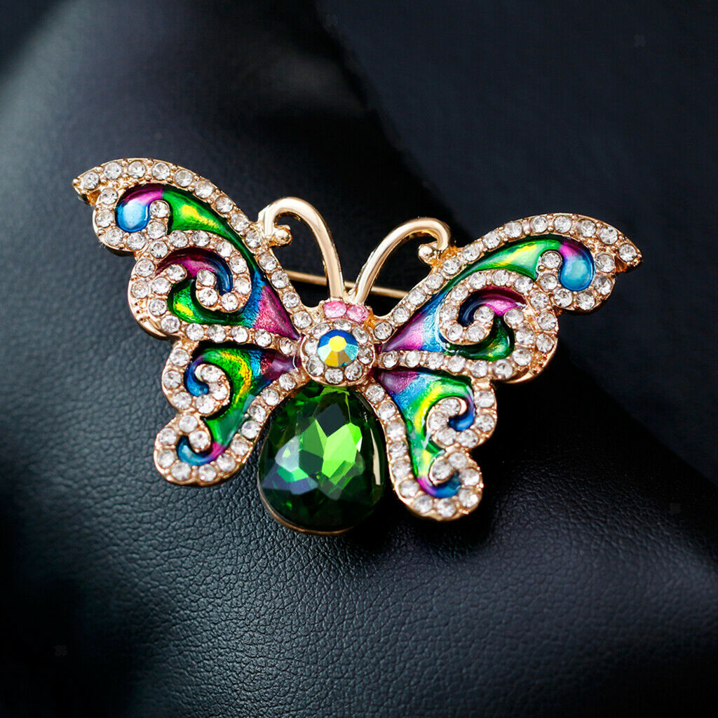 Fancy Rhinestone Butterfly Collar Pin Brooch Jewelry Dress Hat Badge