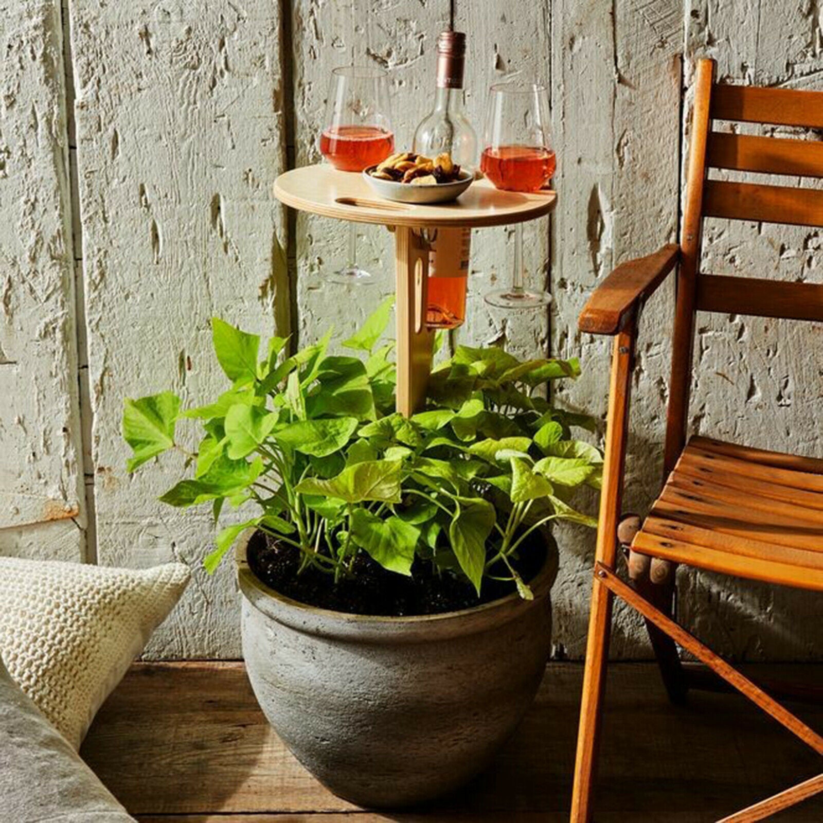 Outdoor Wine Table Picnic Trip Wine Cups Holder Garden Beach Snack Cheese