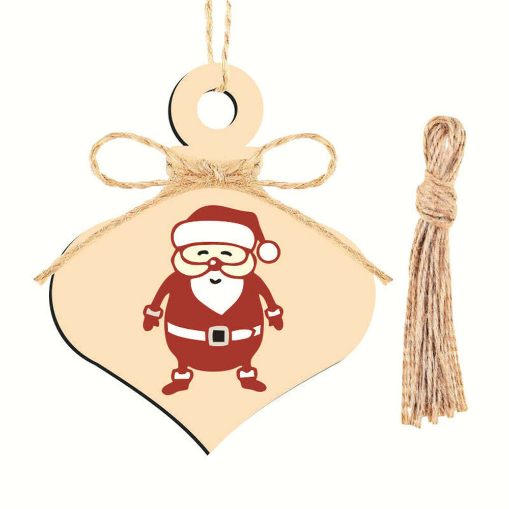 10X Wooden Christmas Tree Hanging Santa Pendant Xmas Ornament DIY Accessories