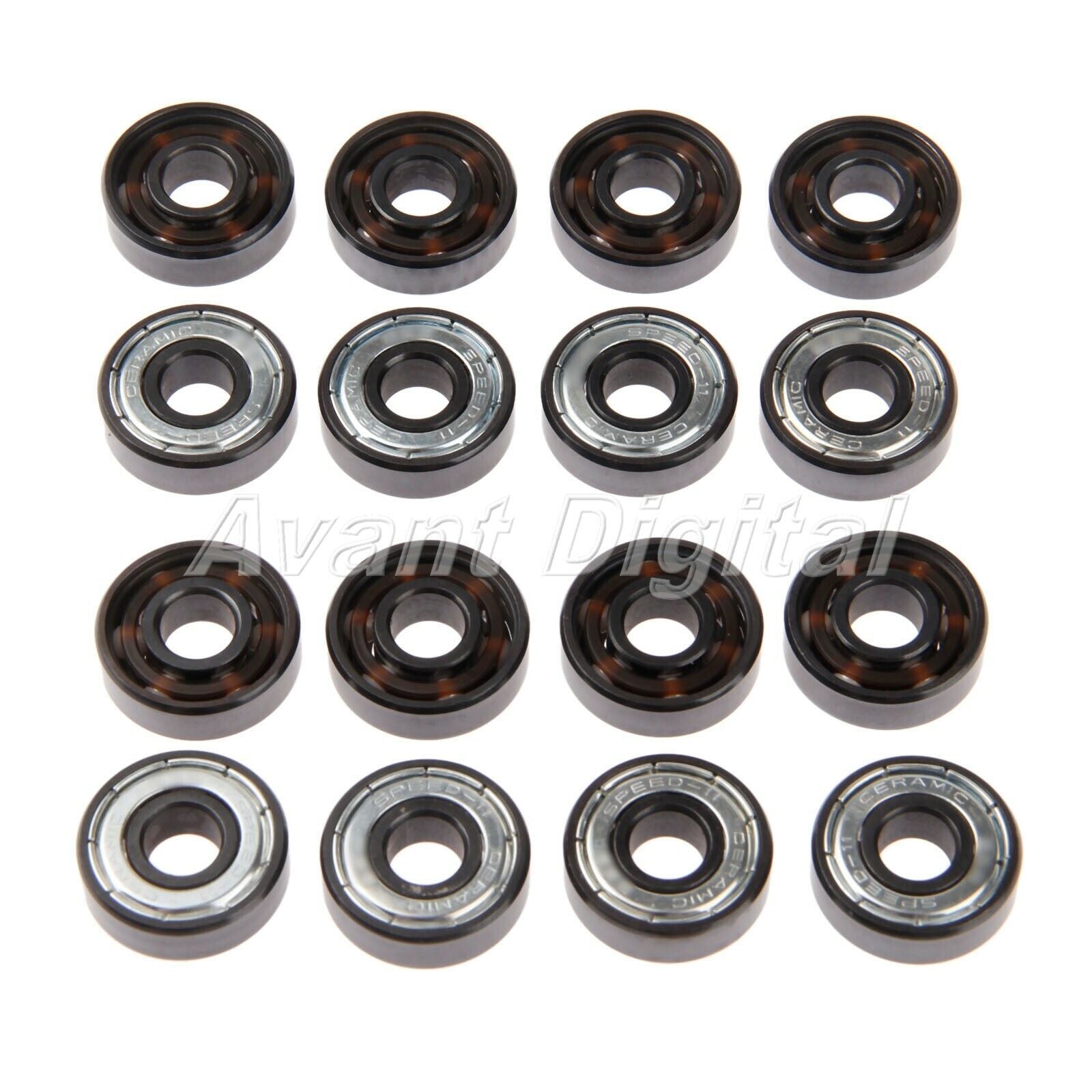 Skate Accessories White Ceramic Ball Inline Skate Bearings Improve Speed 16pcs
