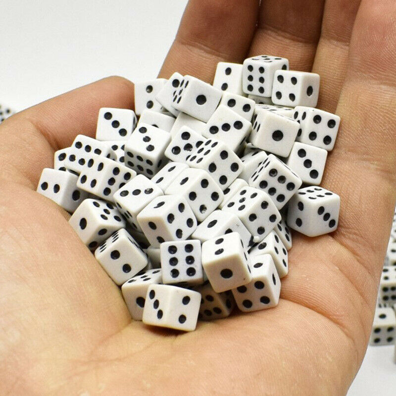 50 Pcs/Lot Dices 8mm Plastic White Gaming Dice Standard Six Sided Decider Pa BD
