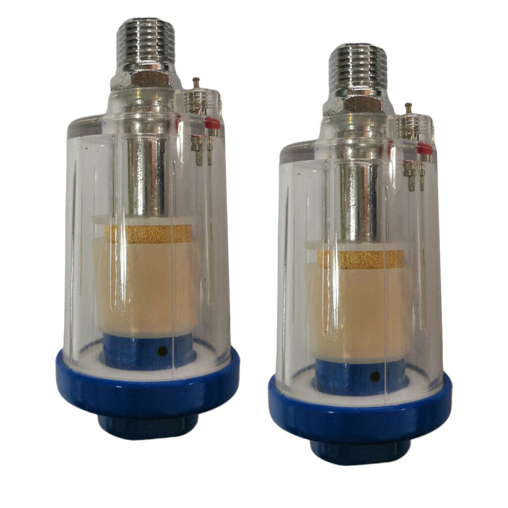 Set of 2 1/4inch Mini Air Oil Water Separator Filter Air Hose Moisture For