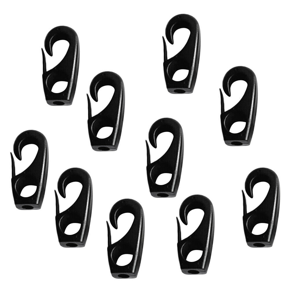 10-piece pack - black for 7mm expander rope elastic rope tensioner hook