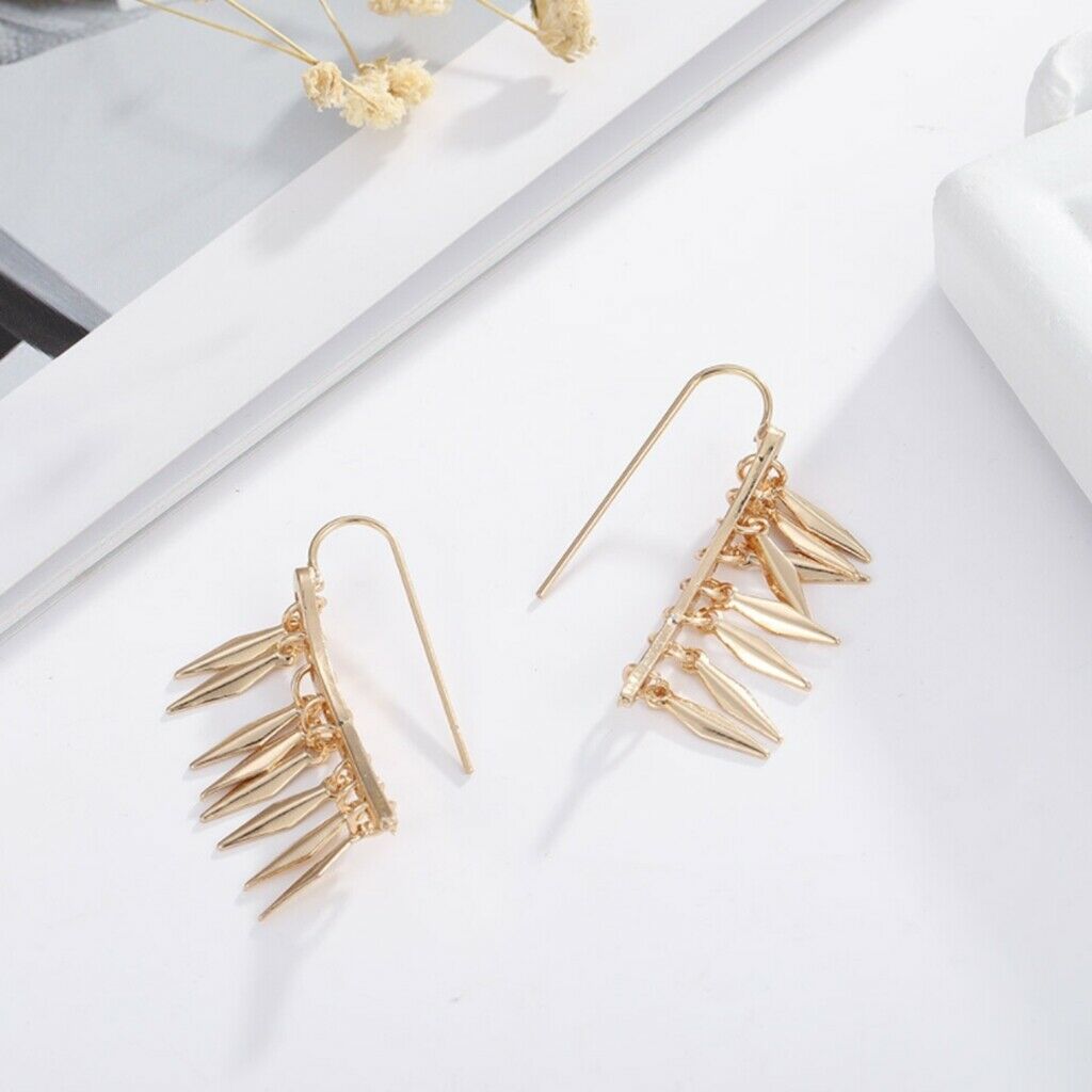 1 pair golden macrame tassel hook drop earring women fashion jewelry gifts