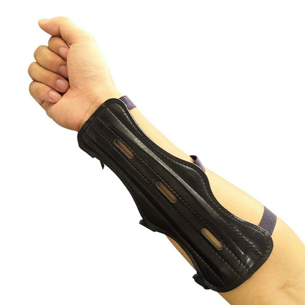 Archery Protector Arm Guard 3 Strap Finger Tab Gear Leather Bow Shooting AF6