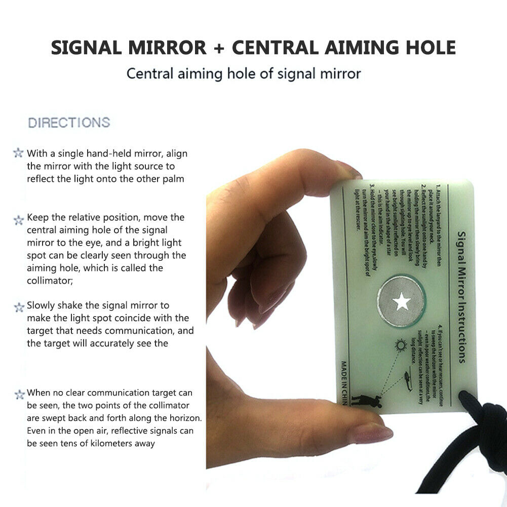 Survival Signal Mirror Marine Kayak Emergency Rescue Outdoor Portable Tools