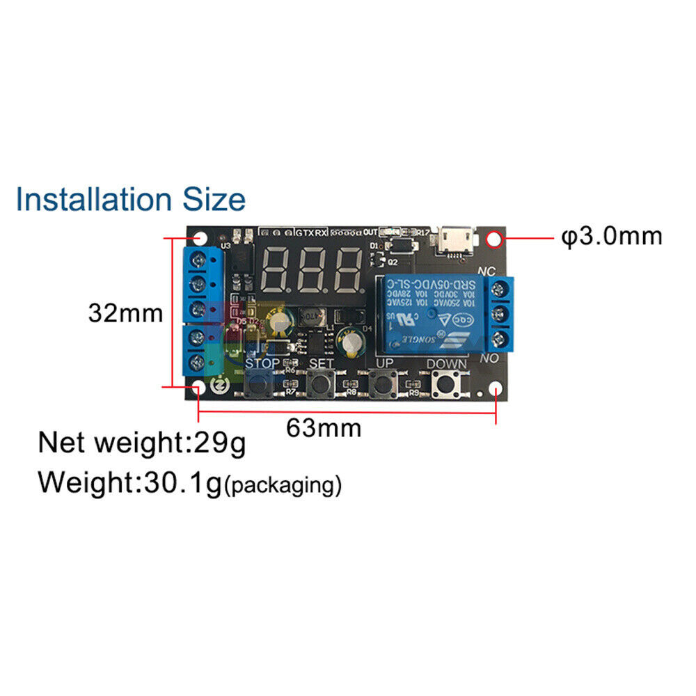 Digital LED Cycle Timer Delay Relay Switch  Time Relay Module DC 5V/12V/24V