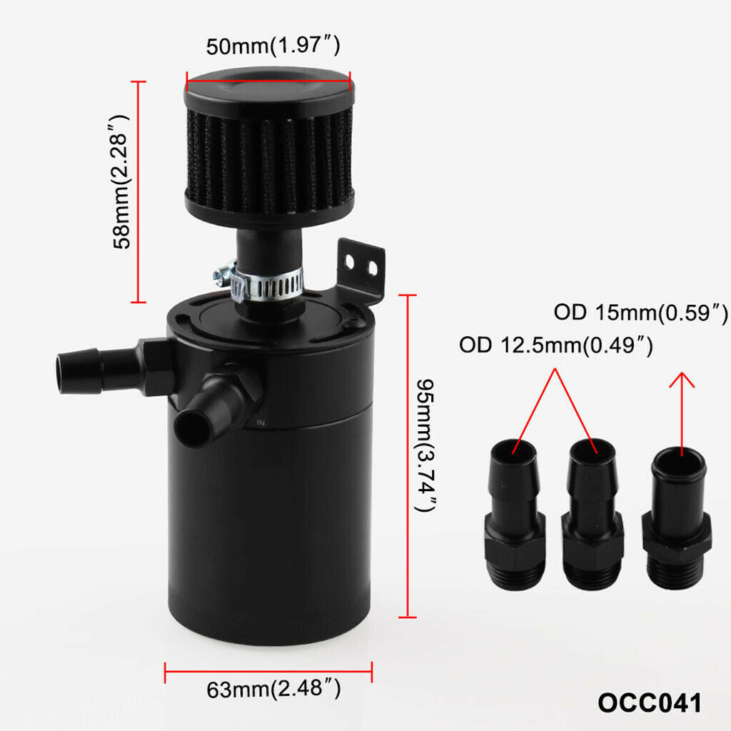 Racing Baffled 2-Port Oil Catch Can / Tank / Air-Oil Separator Universal