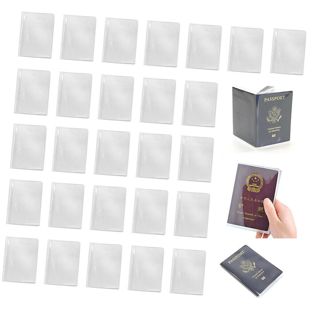 30Pieces Transparent Plastic Travel Passport Cover Case Passport Protector