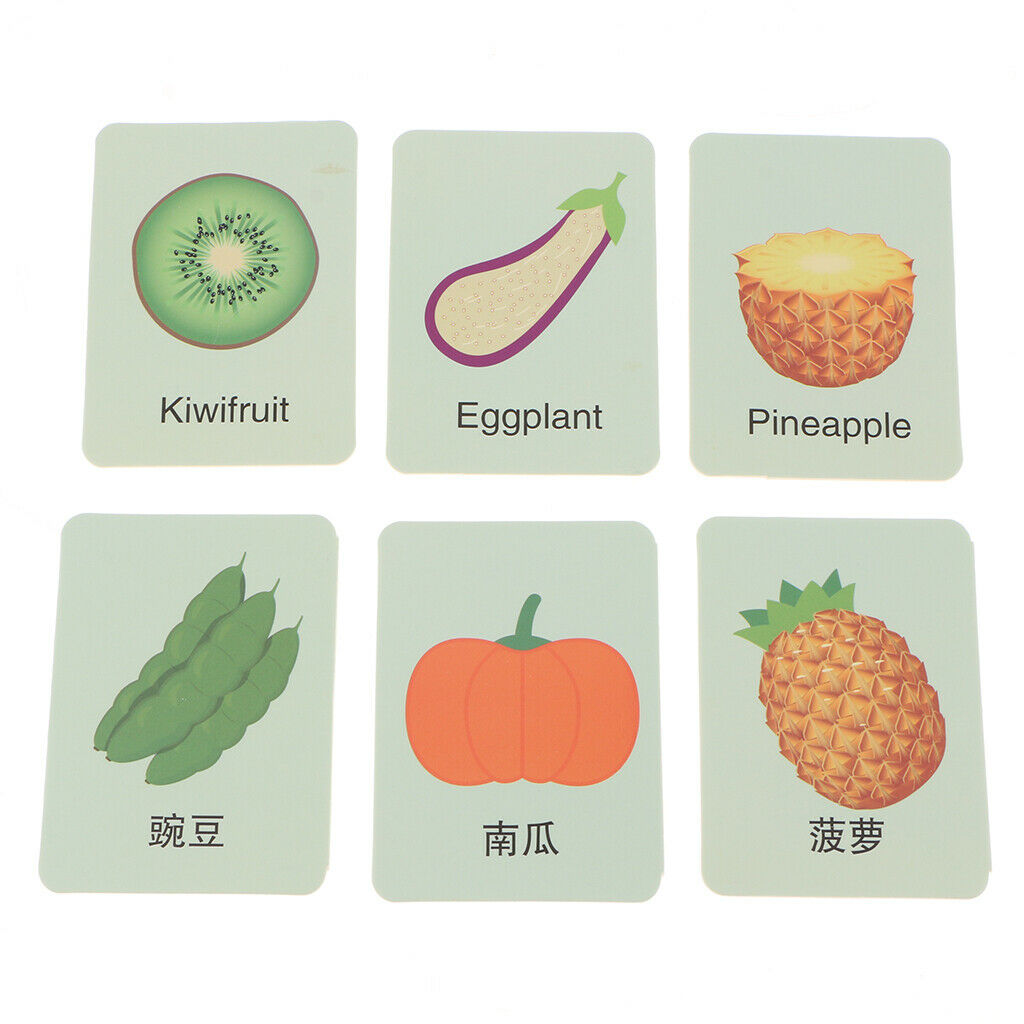 32 Pieces Preschool Educational Flash Cards for Kids Vegetables and Fruits