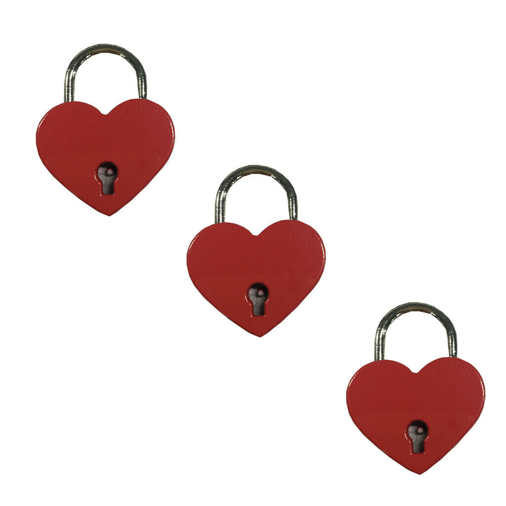 Retro Heart Shaped Padlock with Key Suitcase Lock Valentine's Day Gift - Red M