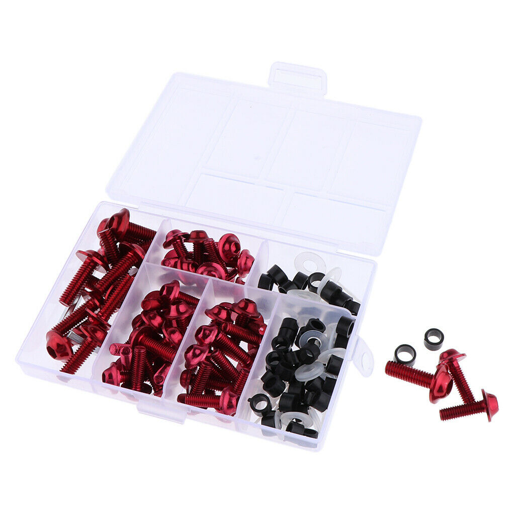 158Pcs Motorcycle Complete Fairing Bolt Kit Fastener Clips Screws Red New