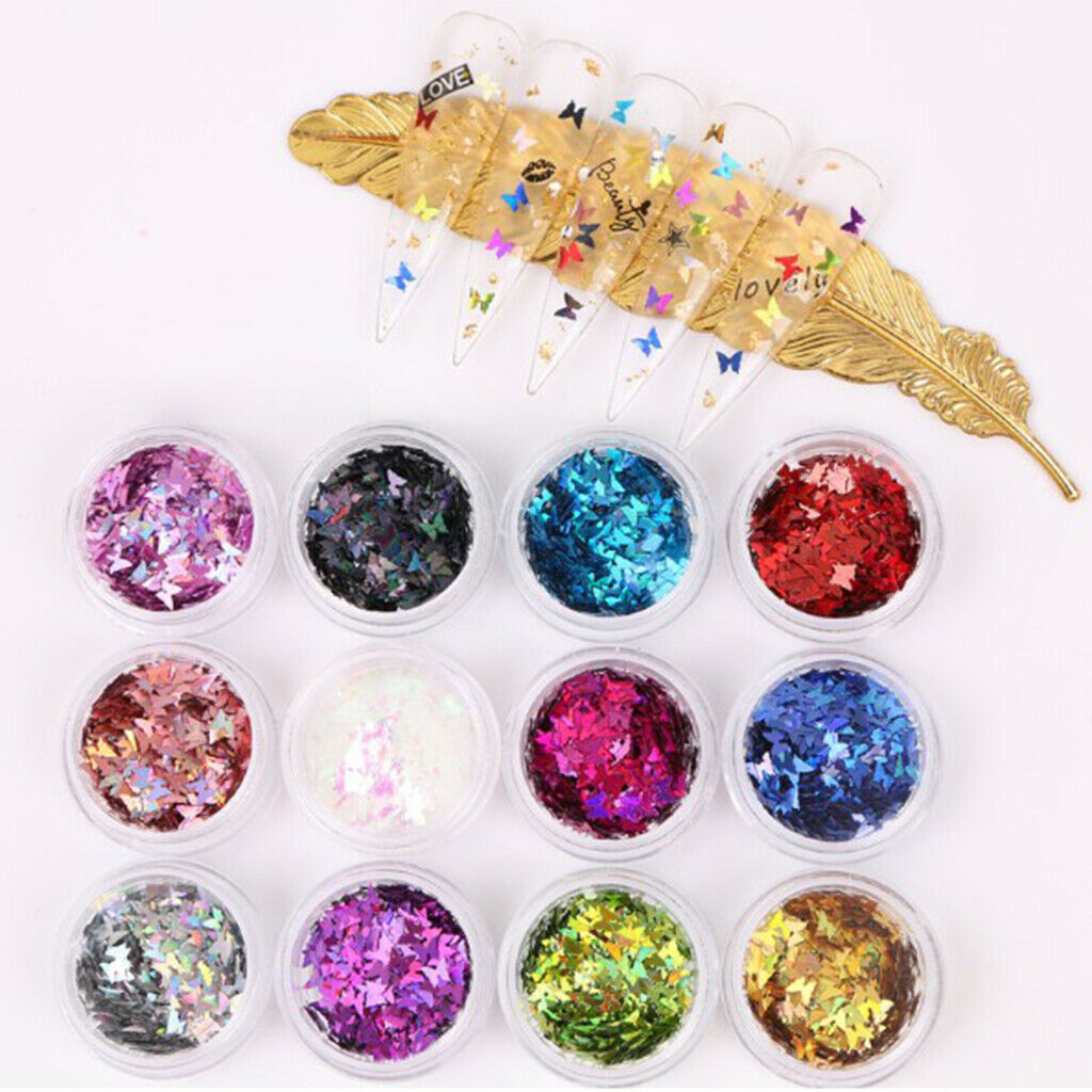 24 Mixed Colors Charms Nail Sequins Long Lasting Nail Art Manicure Ornaments
