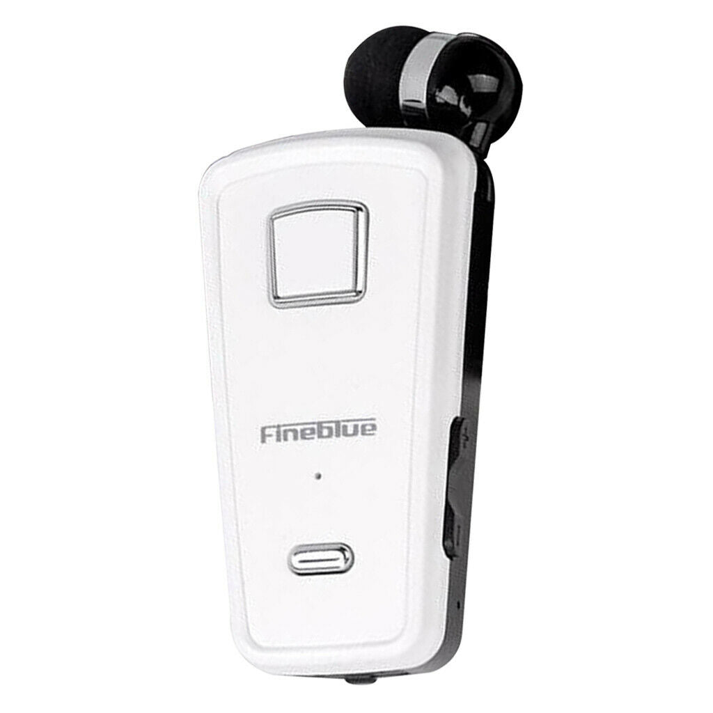 Fineblue Retractable Bluetooth Headset Clip Business Earphone with Mic White