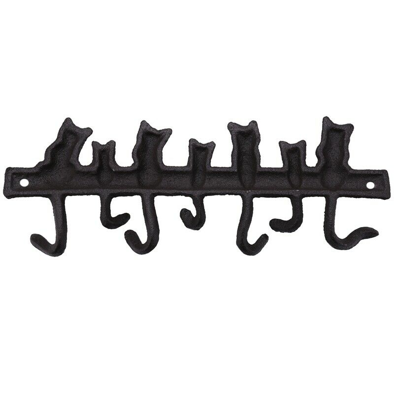 7 Cats Cast Iron Wall Hanger-Decorative Keys Holder with 7 Hooks-Wall Mounted M7