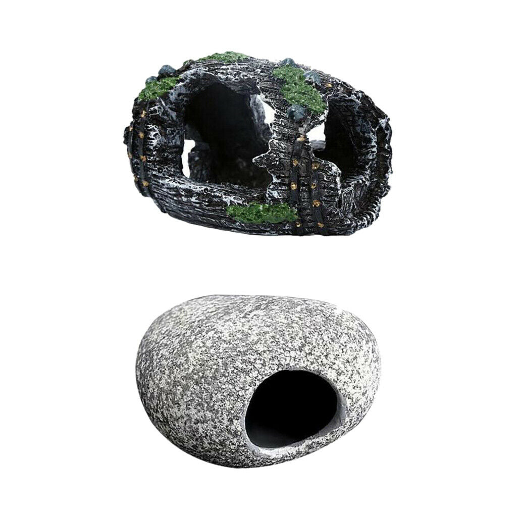Aquarium Ornament Fish Tank Underwater Stone Breeding Cave Reptile Crawl Log