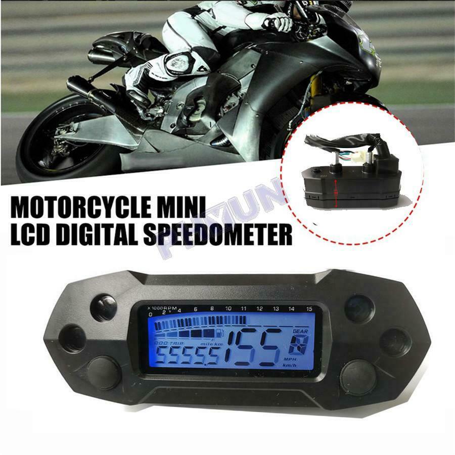 Motorcycle LCD Digital Speedometer Odemeter Tachometer w/ Sensor 12V Universal