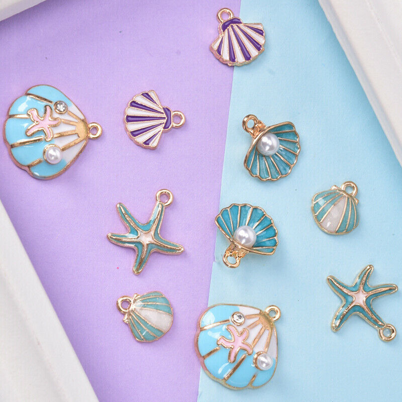 10pcs/lot Enamel Sea Starfish Shell Charms Pendant DIY Jewelry Making Findi SJ