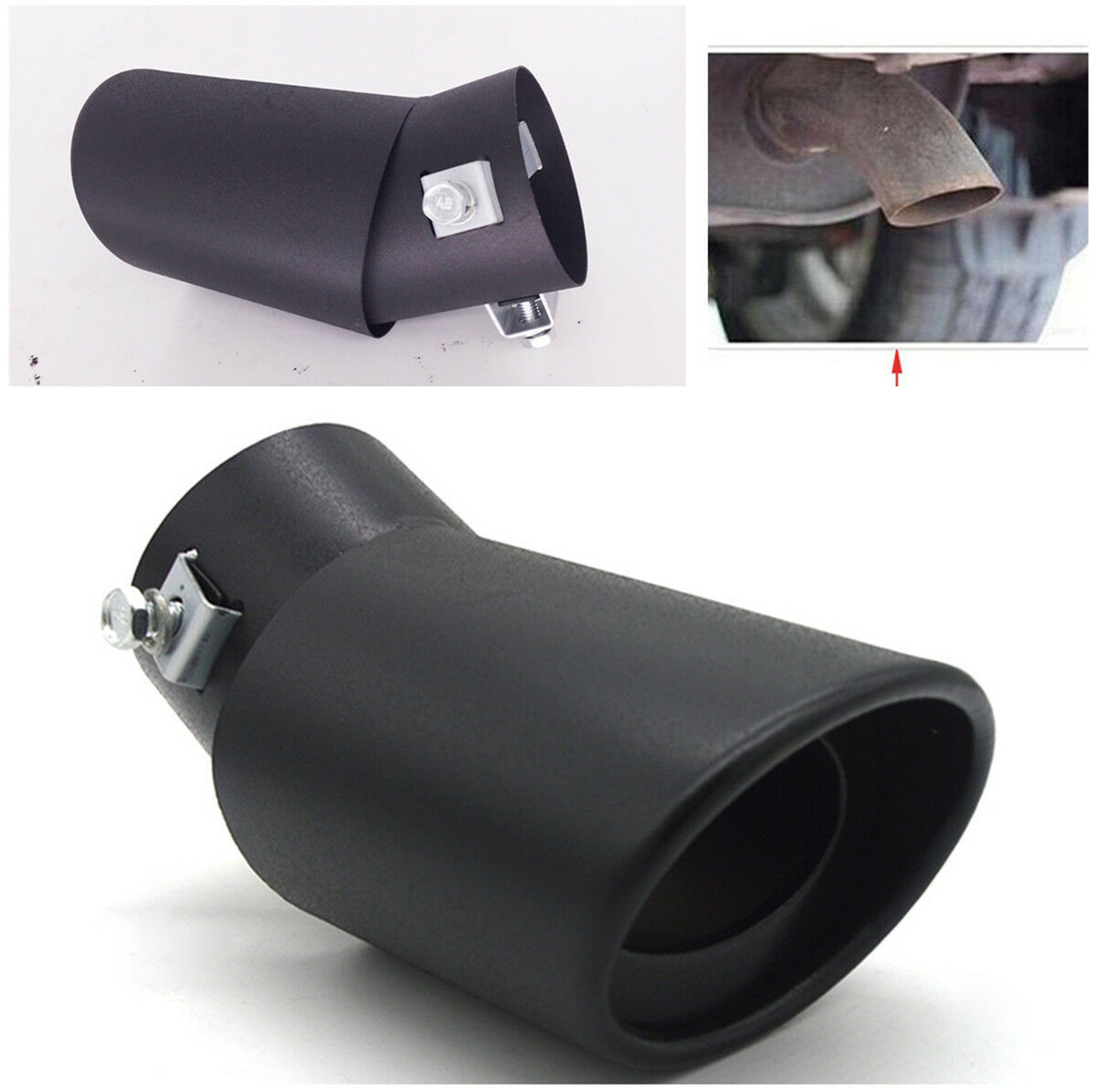 1* Black 62MM Stainless Steel Car Exhaust Pipe Plating Process Bend Oblique Cut