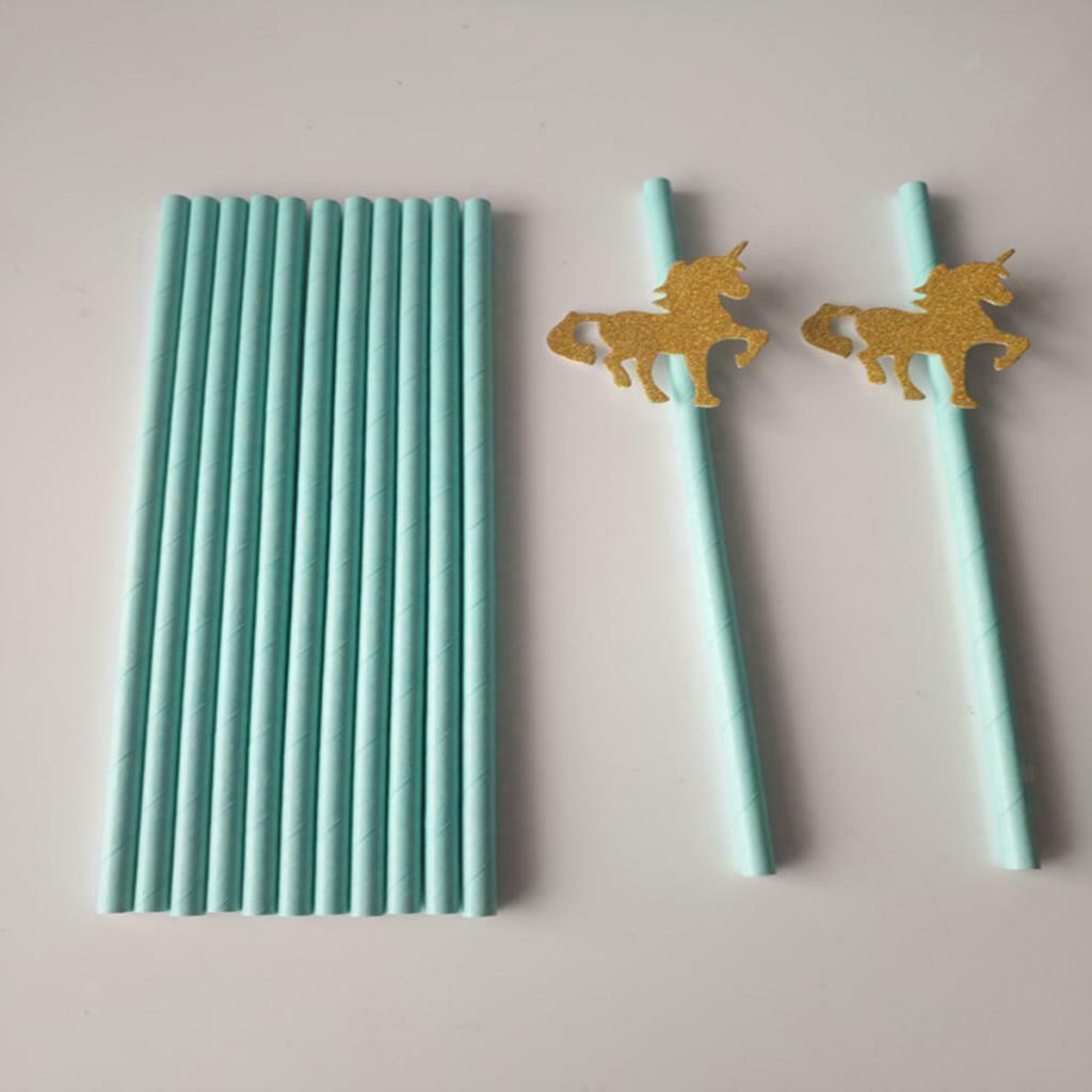 Unicorn Paper Straws Drinking Straws Kids Party Paper Tableware Drinks #4