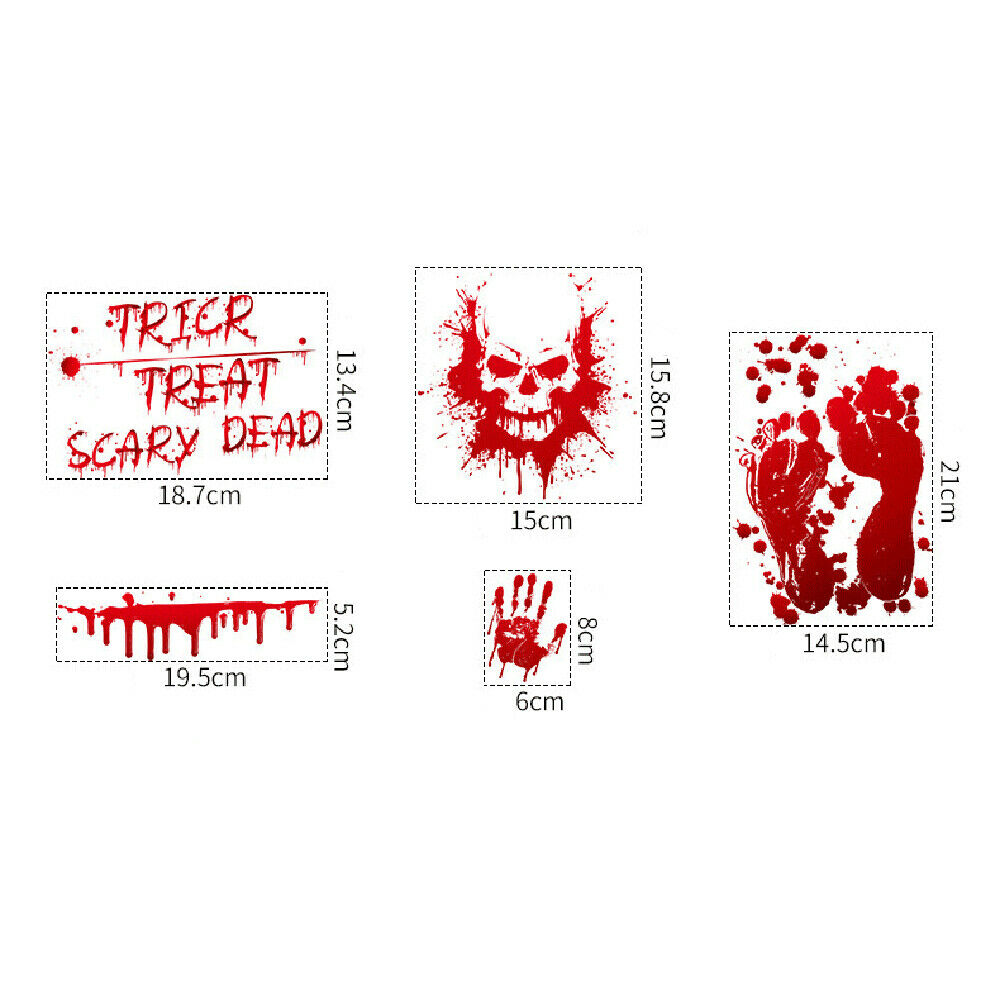 9Pcs Horrible Bloody Halloween Handprint Static Stickers Wall Window Door Decals