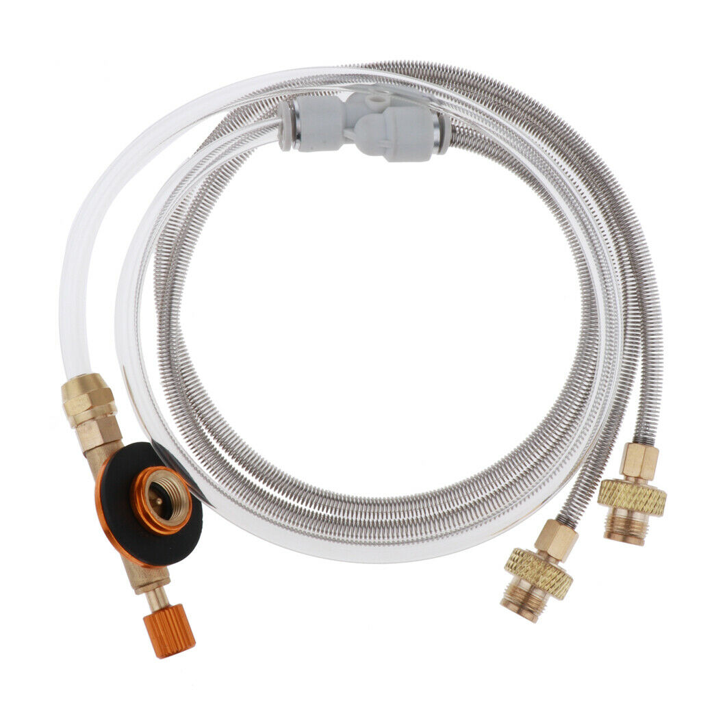 Outdoors Dual Hoses Propane Flat Gas Tank Camping Stove Connector Adapter