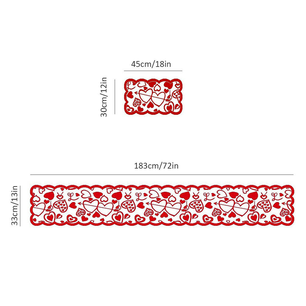 Valentine's Day Table Placemats Heart Pattern Lace Dinner Table Party Supplies