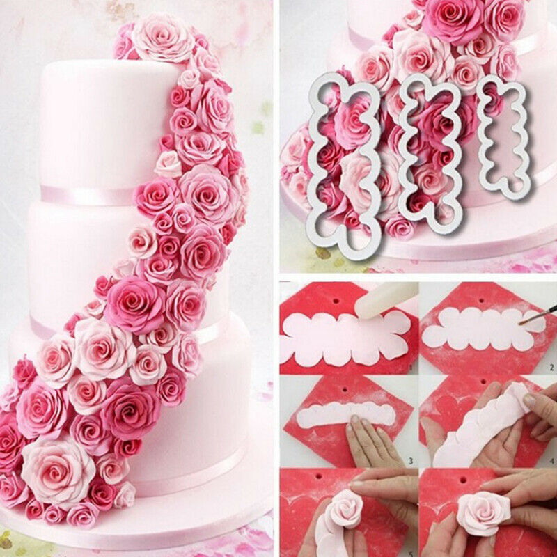 Cake Decoration Plastic Rose Baking Pastry Cutter Flower Fondant Cake Dec.l8
