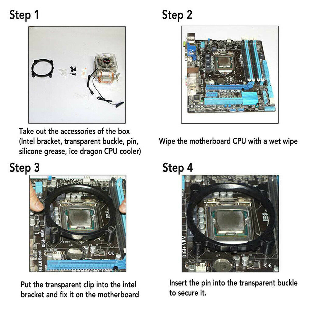 LED 120mm LED RGB CPU cooler 4pin heat sink for Intel socket LGA 1155 1156