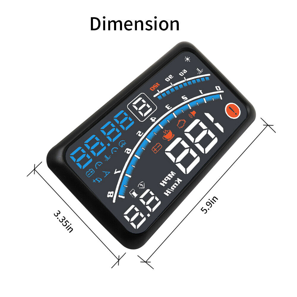 5.5" OBD2 Car Digital HUD Head Up Speed Display OBD2 Warning with Non-slip Mat
