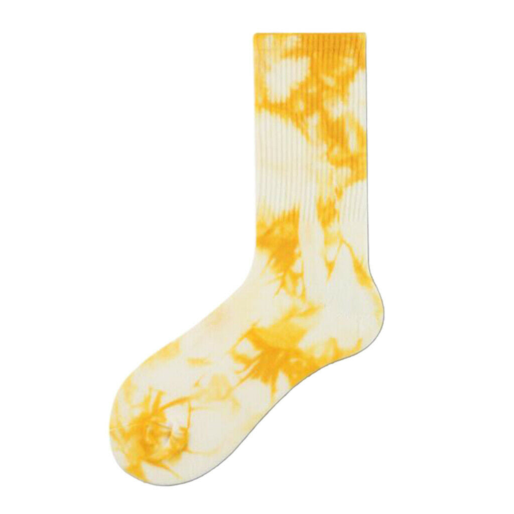 Mid-calf Length Socks Multi Color Cotton Tie Dye Socks - 5 Colors Yellow