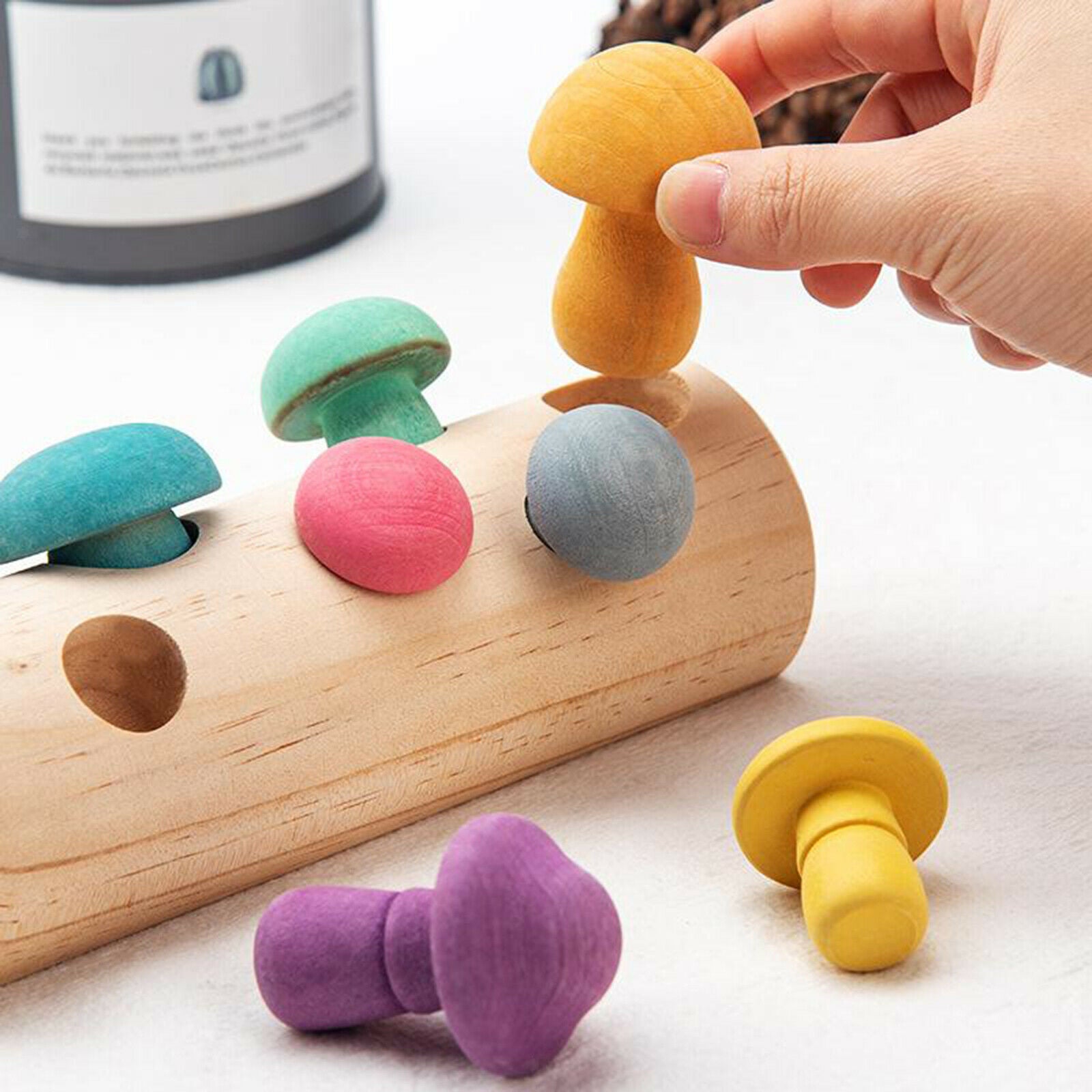 Early Childhood Educational Wooden Picking Mushroom Puzzle Fine Motor Skills