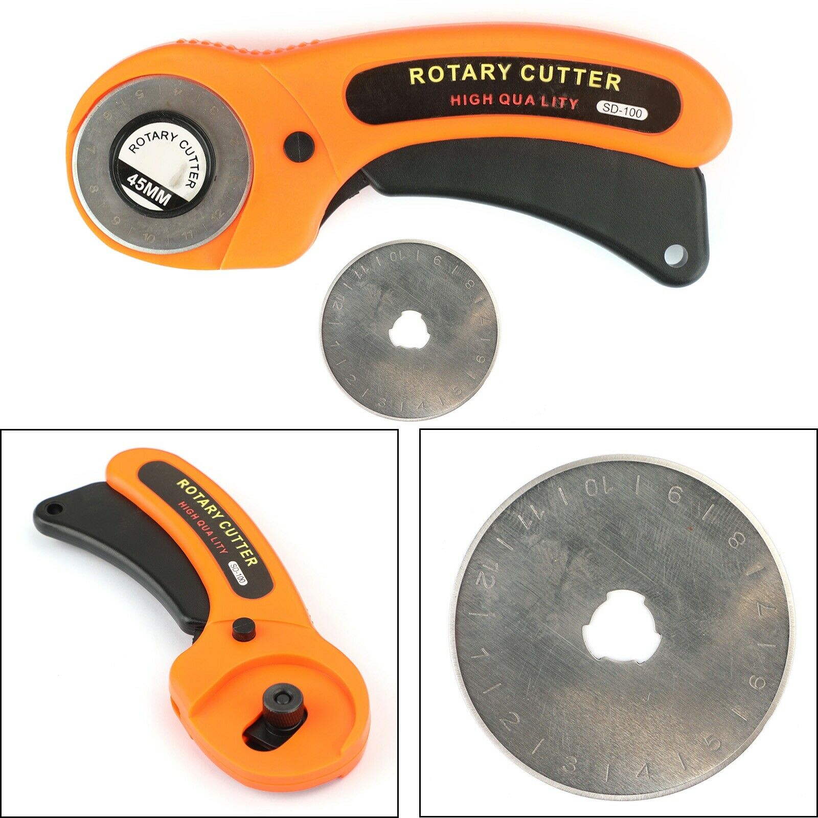 Rotary Cutter Sewing Quilters Fabric Leather Cutting Tool+1Pcs Scale Blades A6