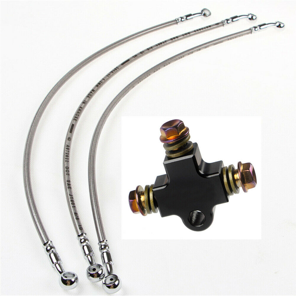 Motorcycle ATV Brake System 3 Way Adapter Hydraulic Brake Pipe Tee Connector