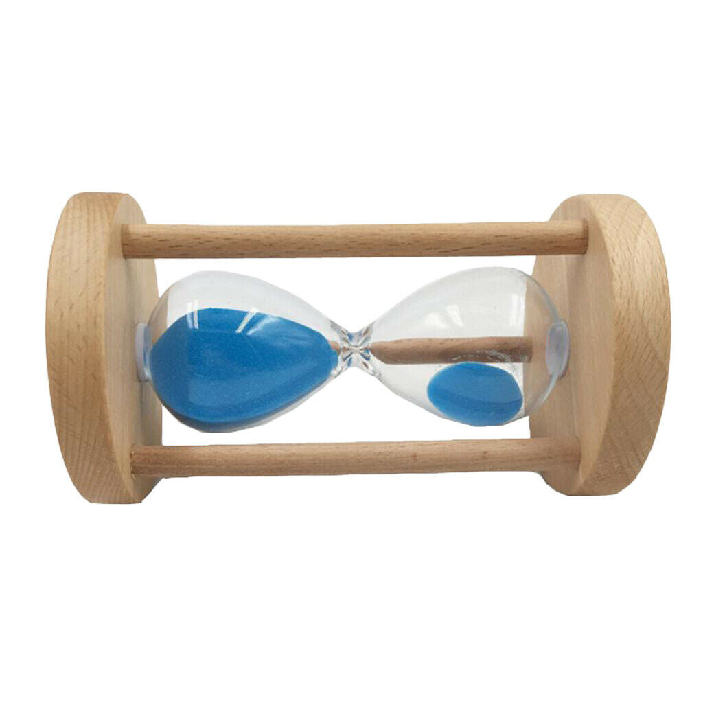 Wooden Frame Sand Timer with Blue Sand Hourglass for Kids Home Decor 6min