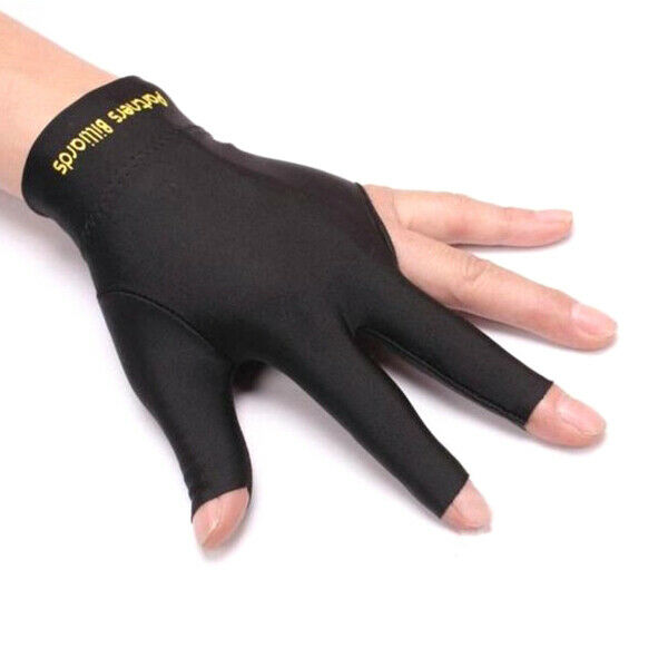 2xBlack Spandex Snooker Billiard Cue Glove Pool Left Hand Three Finger Accessory