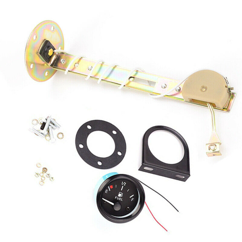 Car 52MM 12V Fuel Gauge Fefit Gasoline Meter Instrument Black w/ White LED Kit
