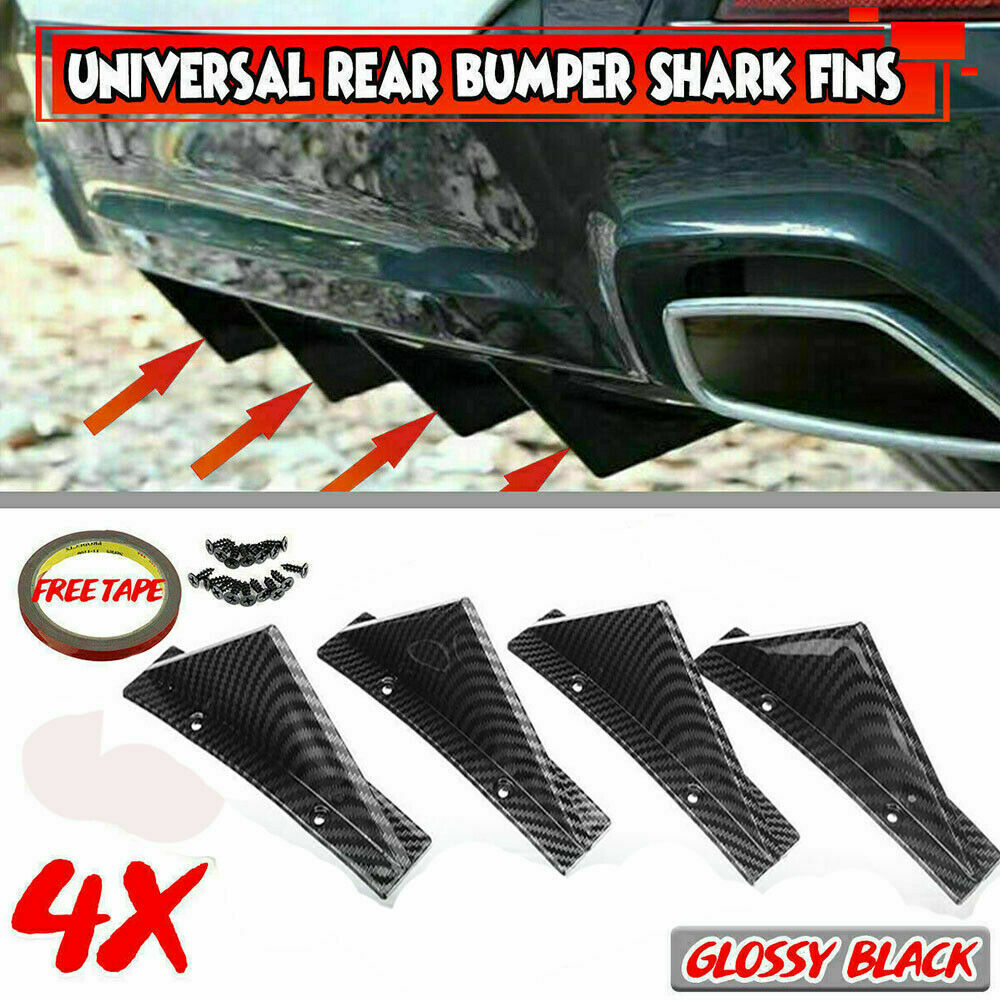 4x Universal Car Rear Bumper Carbon Fiber Diffuser Fin Spoiler Lip Wing Splitter